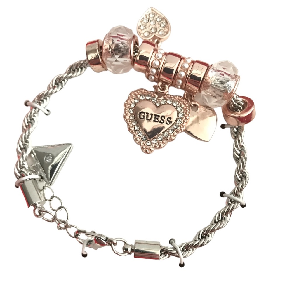 ✨Sold✨Guess Boxed Heart Charm Bracelet & Earring Set New - Picture 5 of 9